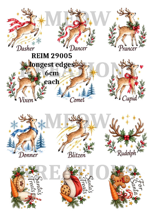 Christmas Reindeer & Santa Treats Decoupage Rice Paper - REIM 29005