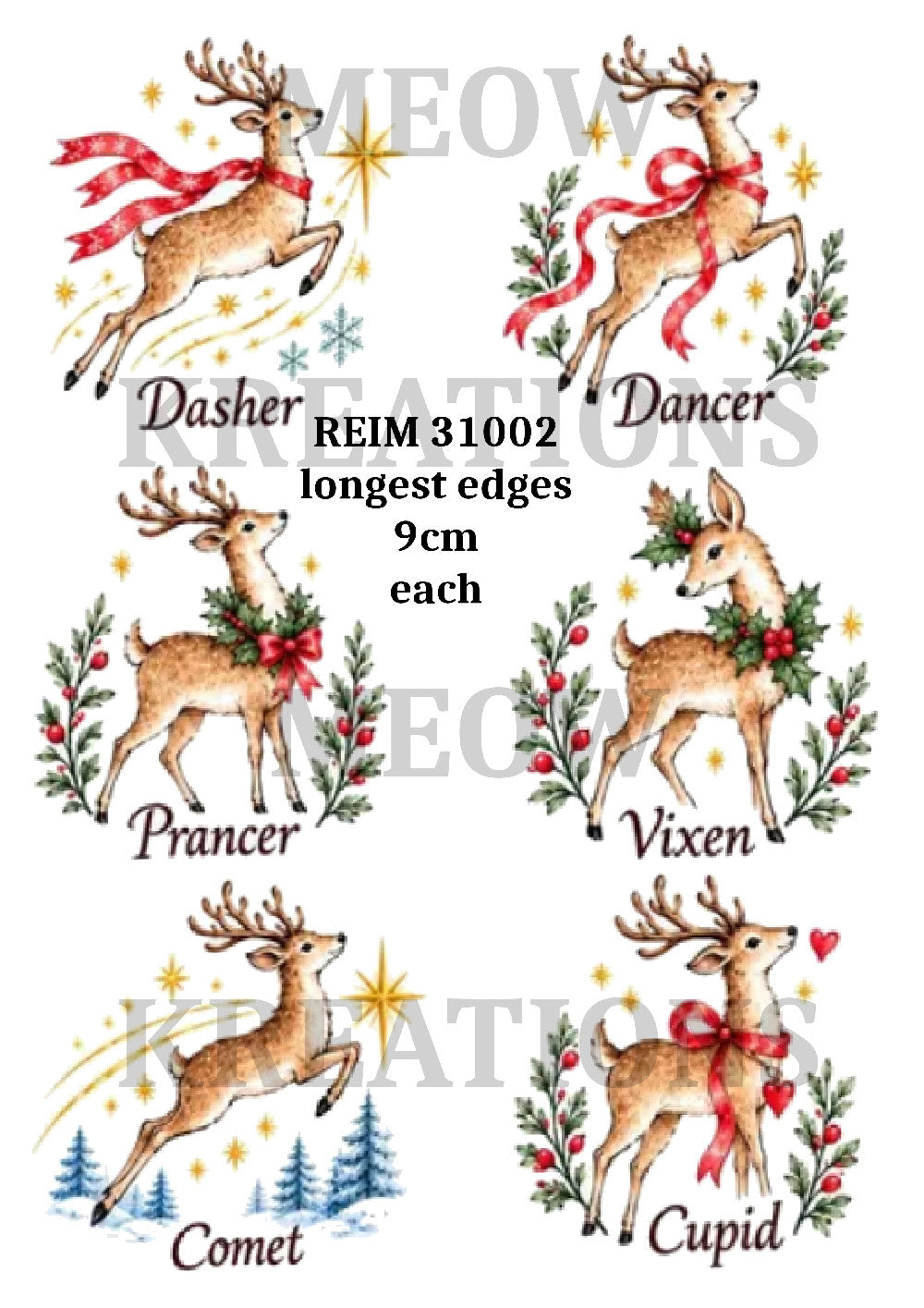 Santa's Christmas Reindeer Decoupage Rice Paper - REIM 31002