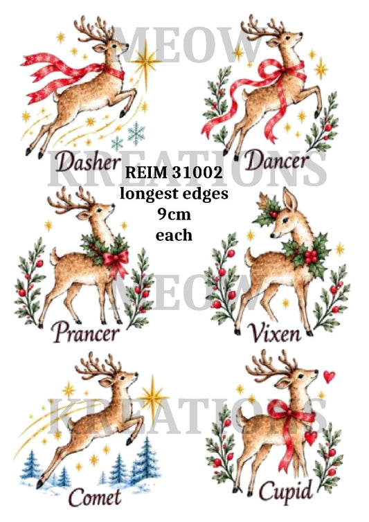 Santa's Christmas Reindeer Decoupage Rice Paper - REIM 31002