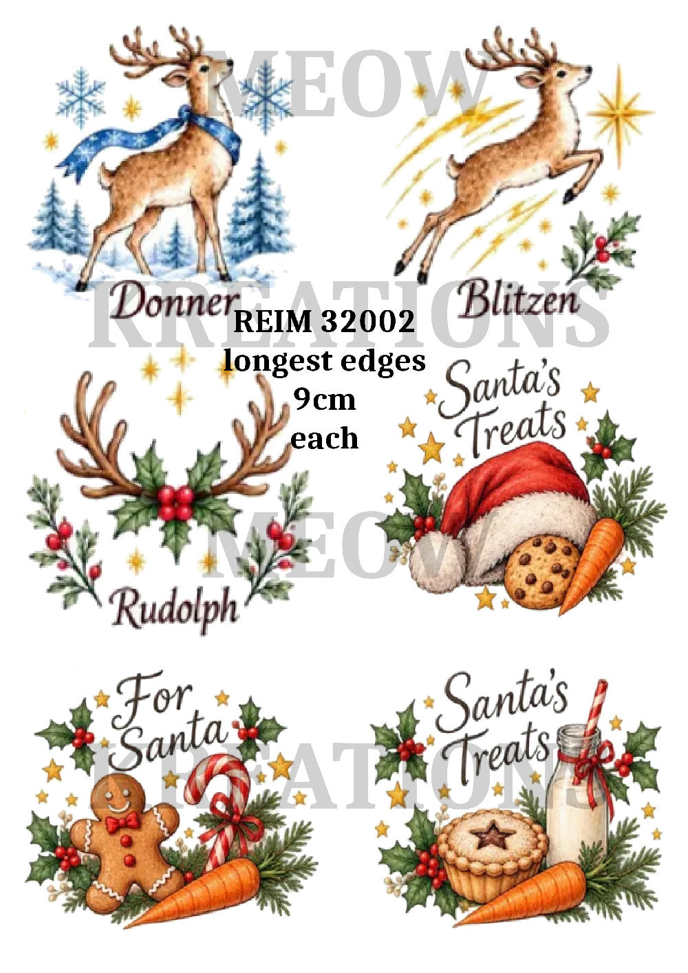 Christmas Reindeer & Santa's Treats Decoupage Rice Paper - REIM 32002