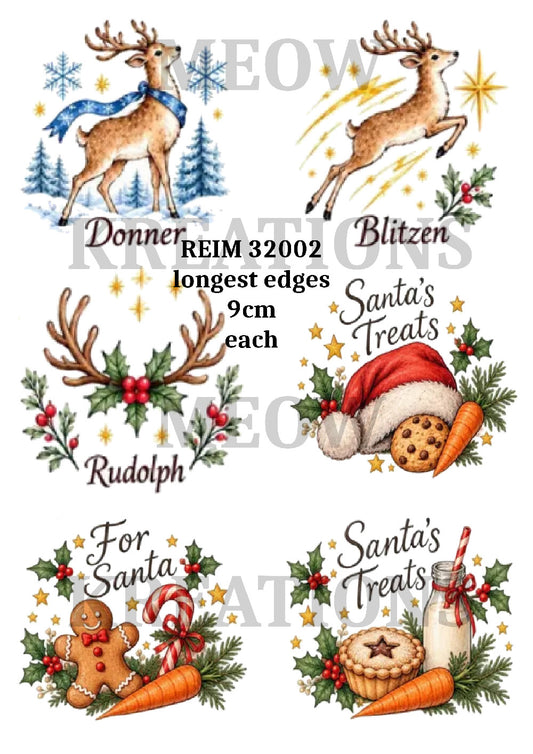 Christmas Reindeer & Santa's Treats Decoupage Rice Paper - REIM 32002