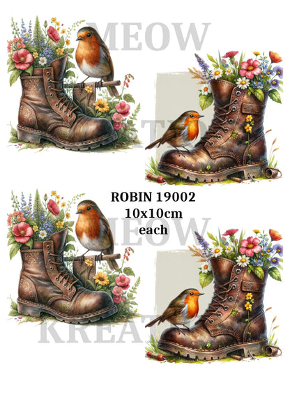 Robin on garden boot - ROBIN 19002