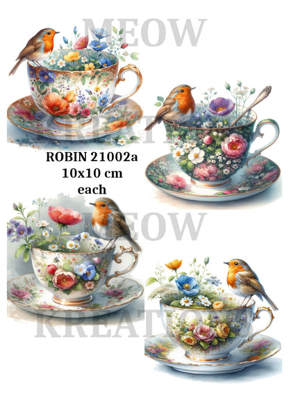 Robin on a tea cup - ROBIN 21002a