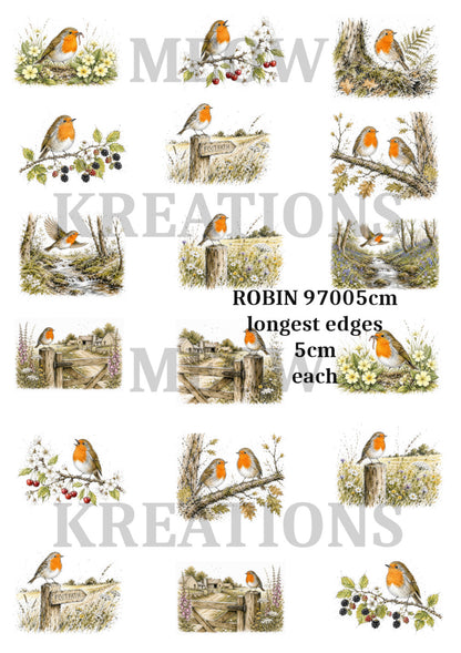 Robin Countryside Collage Decoupage Rice Paper - ROBIN 97005