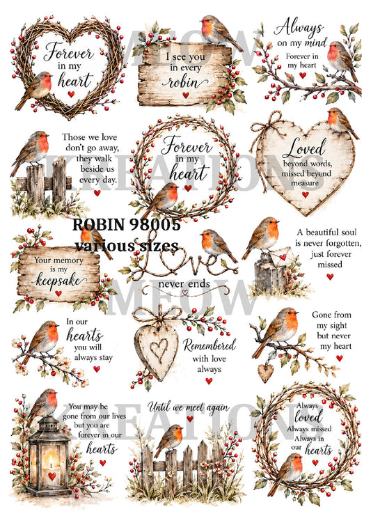 Robin Memorial Quotes Decoupage Rice Paper - ROBIN 98005
