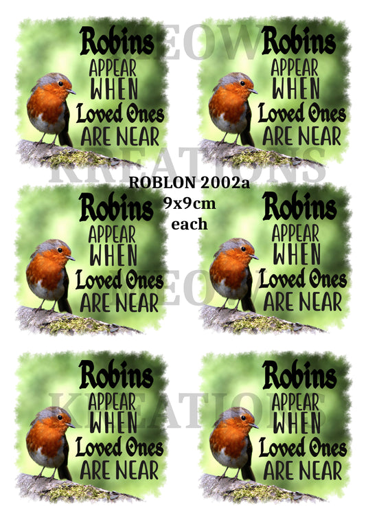 Robins Appear When Loved Ones Are Near Memorial Decoupage Rice Paper - ROBLON 2002a