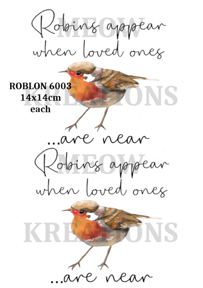 Robin Bird Memorial Decoupage Rice Paper - ROBLON 6003