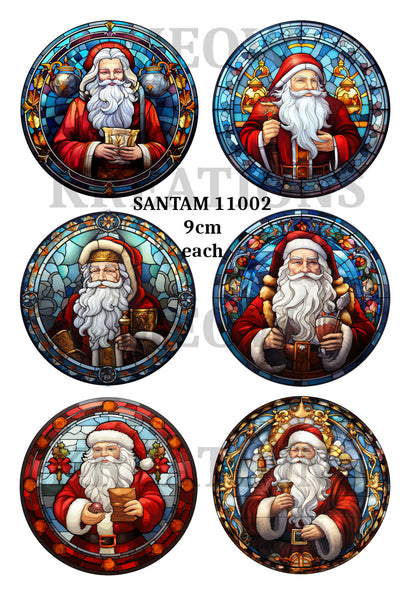 Father Christmas Santa Stained Glass Decoupage Rice Paper - SANTAM 11002