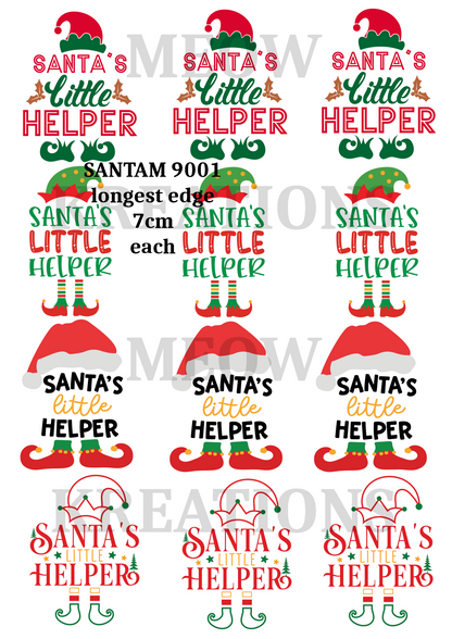 Santa's Little Helper Christmas Decoupage Rice Paper - SANTAM 9001