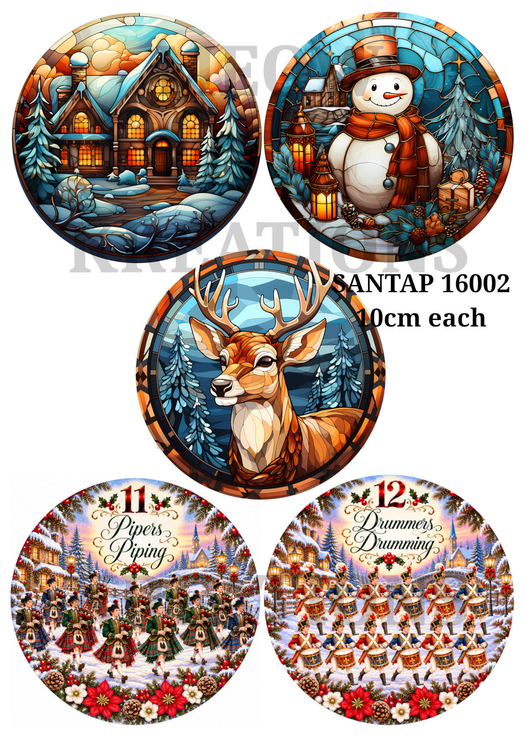 Christmas Stained Glass & Twelve Days Decoupage Rice Paper - SANTAP 16002