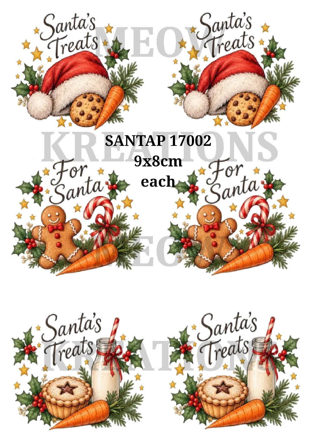 Santa's Christmas Eve Treats Decoupage Rice Paper - SANTAP 17002