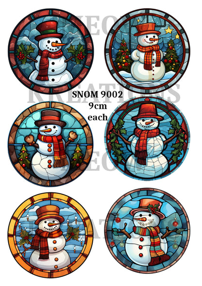 Stained Glass Snowman Decoupage Rice Paper - SNOM 9002