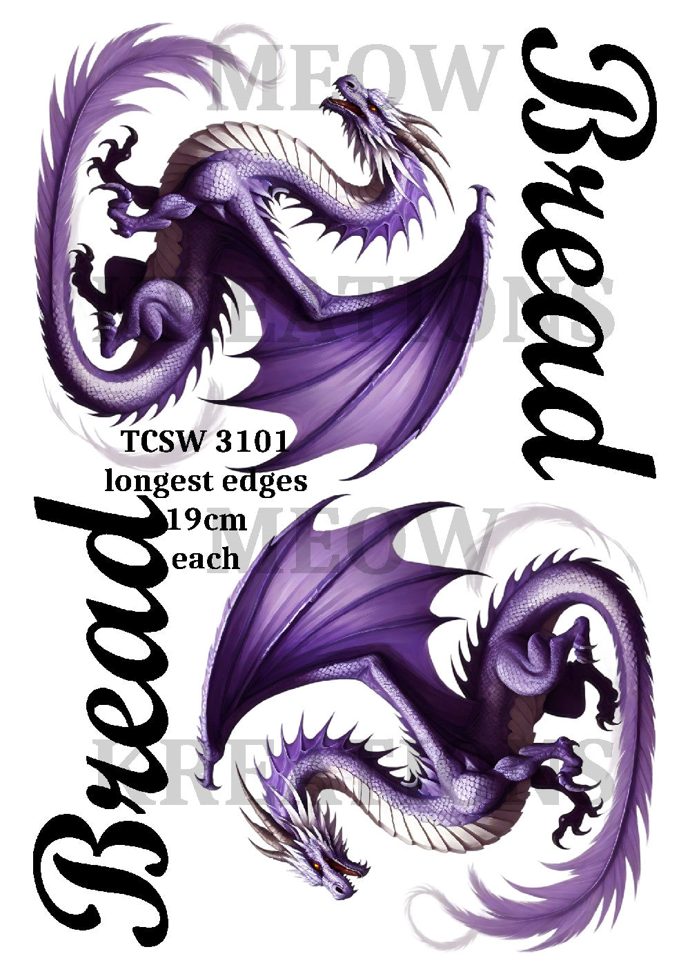 Fantasy Dragons Bread Bin Decoupage Rice Paper - TCSW 3101