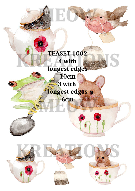 Tea Party Animals Decoupage Rice Paper - TEASET 1002