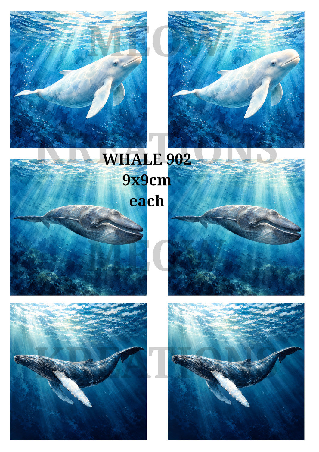 Underwater Whales Collection Decoupage Rice Paper - Whale 902
