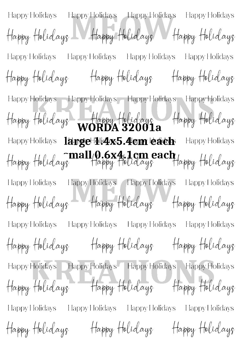 Happy Holidays Christmas Words Decoupage Rice Paper - WORDA 32001a