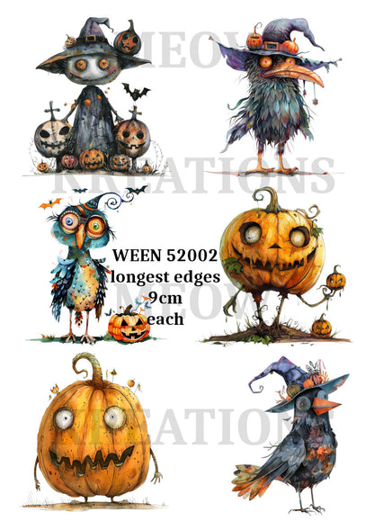 Quirky Halloween Pumpkins & Witches Decoupage Rice Paper - WEEN 52002