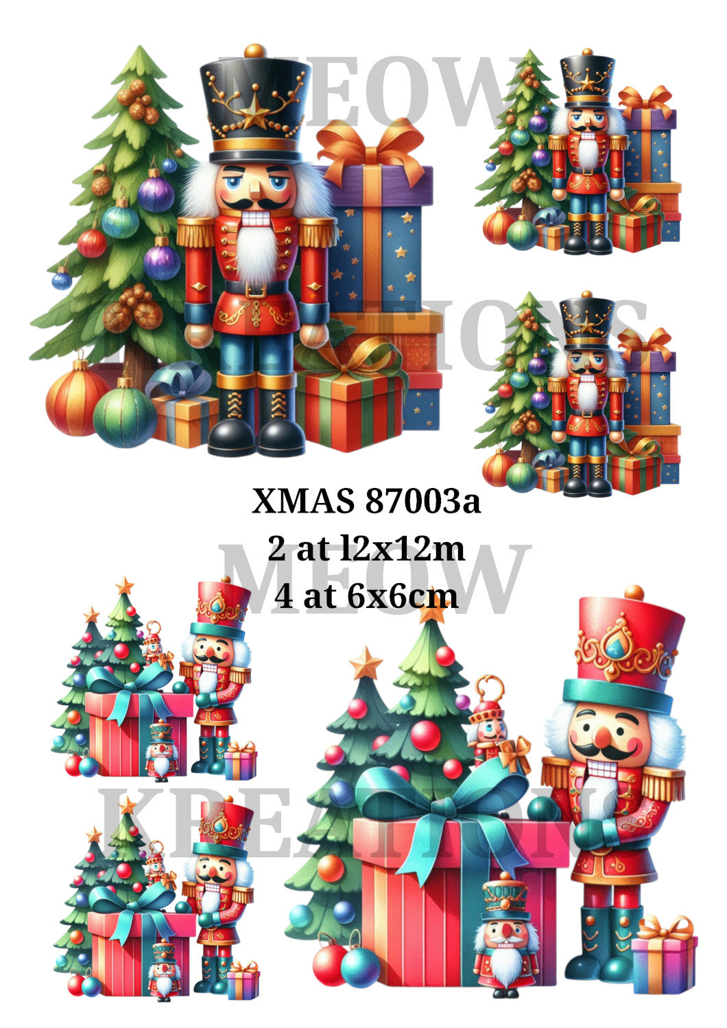 Christmas Nutcracker, Tree & Gifts Festive Design Decoupage Rice Paper - XMAS 87003a