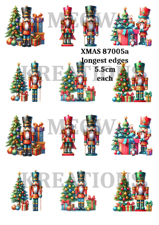 Decoupage Rice Paper Nutcracker Soldiers, Christmas Trees & Gifts XMASA 87005a