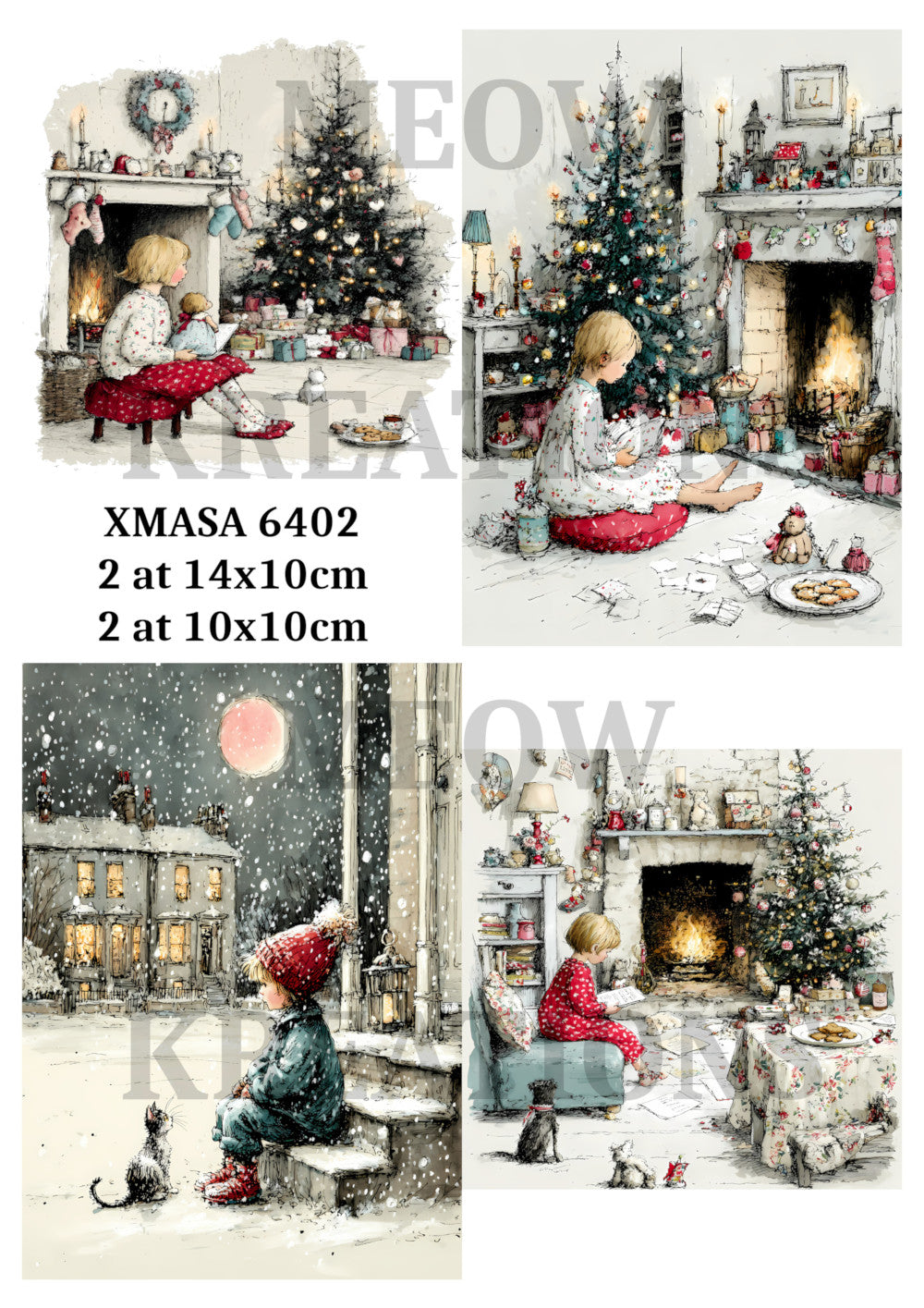 Cosy Vintage Christmas Eve & Snowy Winter Scenes Decoupage Rice Paper– XMASA 6402