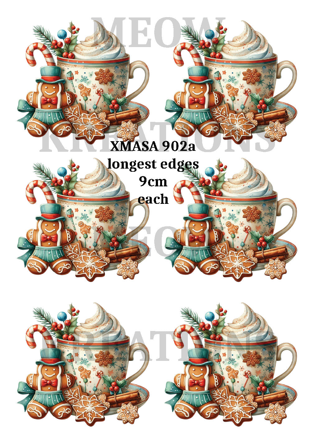 Christmas Hot Chocolate & Gingerbread  Decoupage Rice Paper - XMASA 902a
