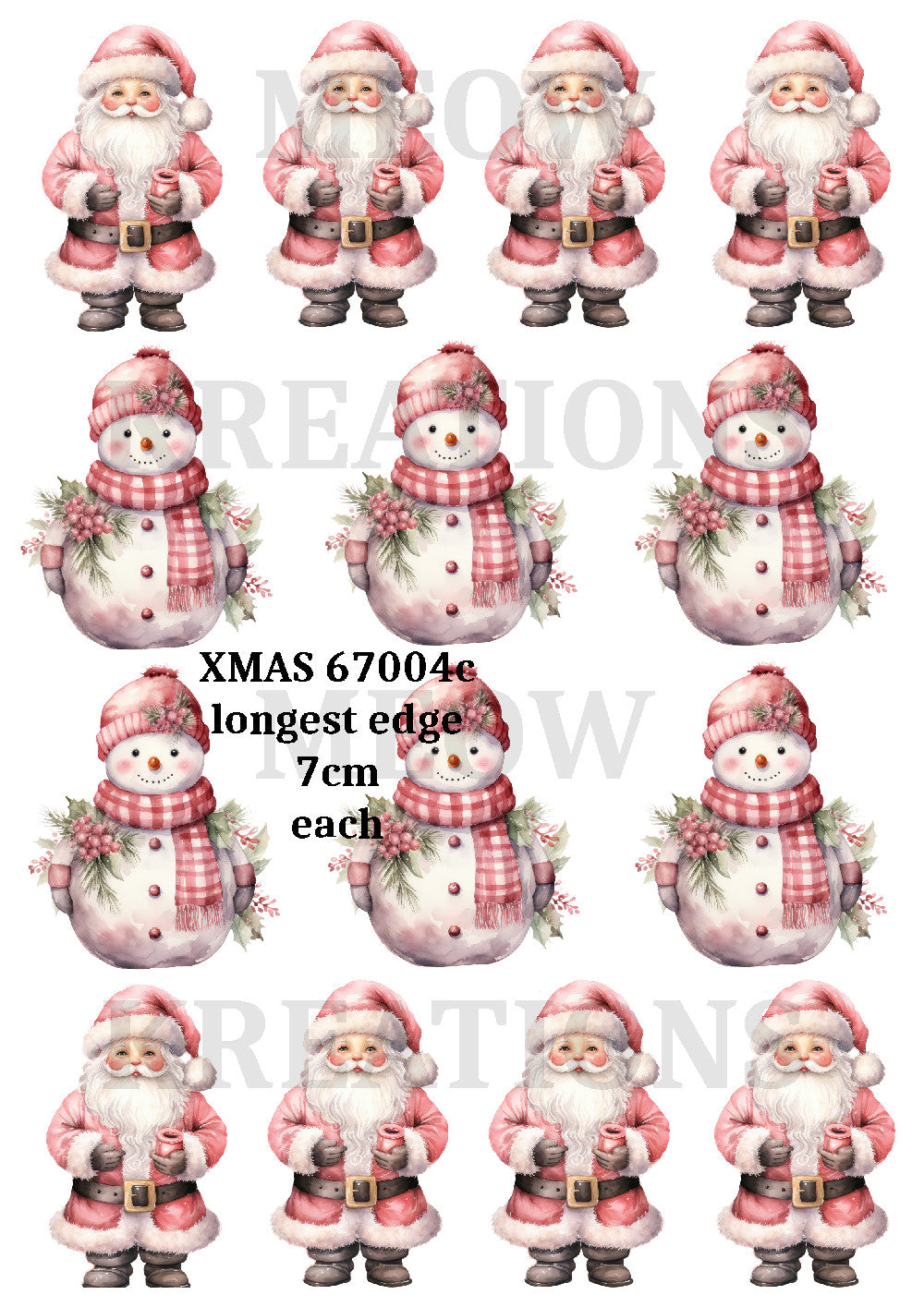 Santa & Snowman Decoupage Rice Paper - XMAS 67004c
