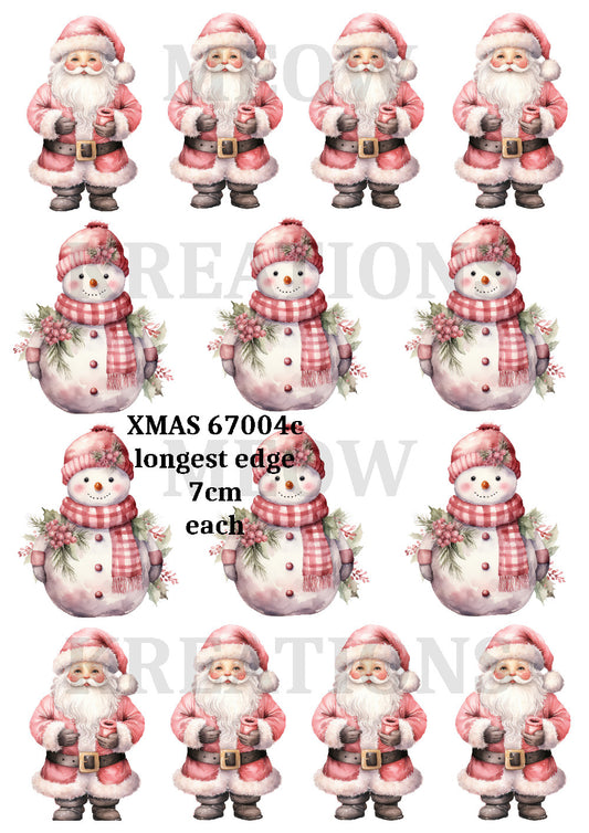Santa & Snowman Decoupage Rice Paper - XMAS 67004c