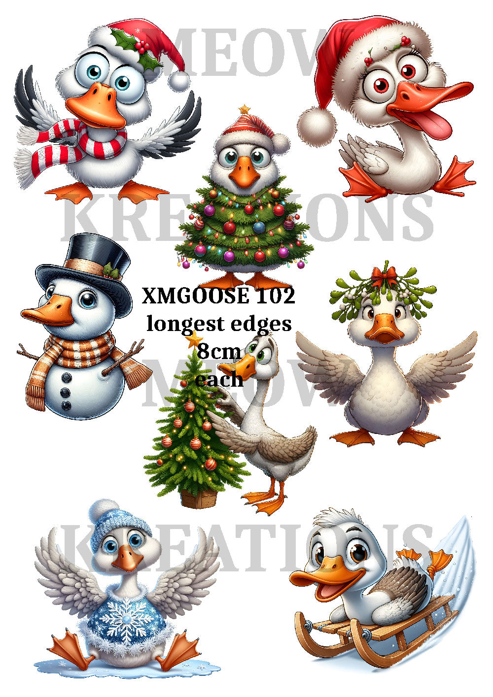 Funny Quirky Christmas Geese Decoupage Rice Paper - XMGOOSE 102
