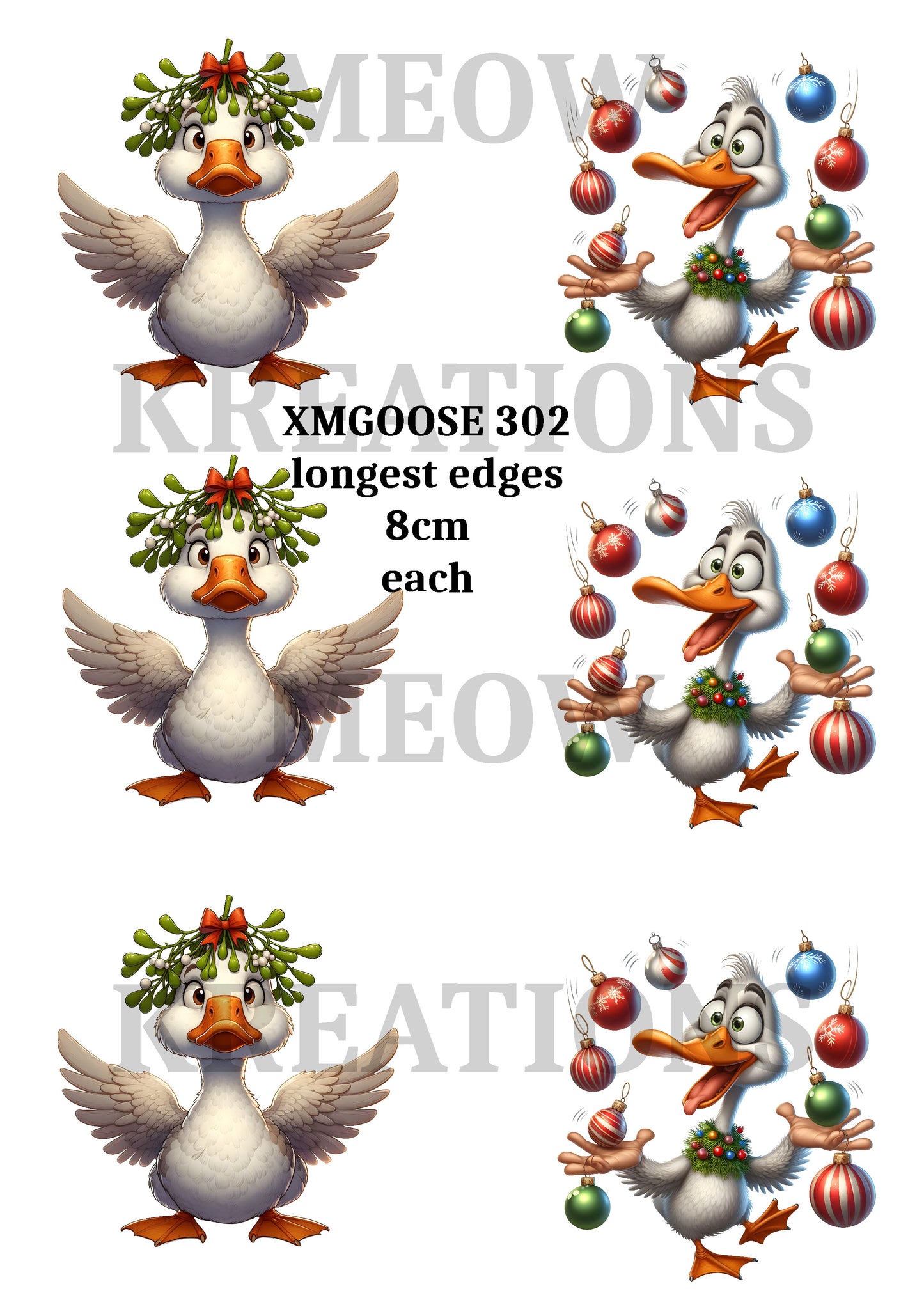 Funny Quirky Christmas Geese Decoupage Rice Paper - XMGOOSE 302