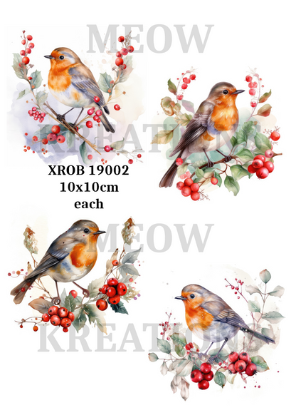 Robin Bird Christams Decoupage Rice Paper - XROB 19002