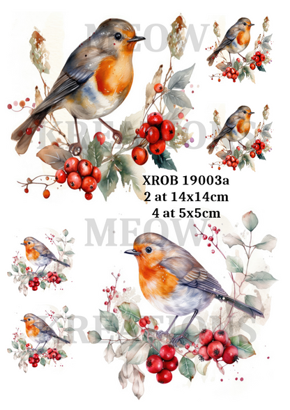 Robin Bird Christmas Decoupage Rice Paper - XROB 19003a