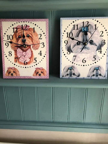 Shih Tzu Dog Clock Decoupage Rice Paper – CLOCK 26001