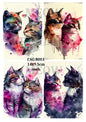 Colourful Watercolour Cat Couples Decoupage Rice Paper - CAG 8001