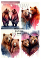 Colourful Watercolour Bear Couples Decoupage Rice Paper – BEAR 13001