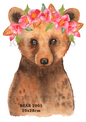 Floral Crown Bear Decoupage Rice Paper – BEAR 2001