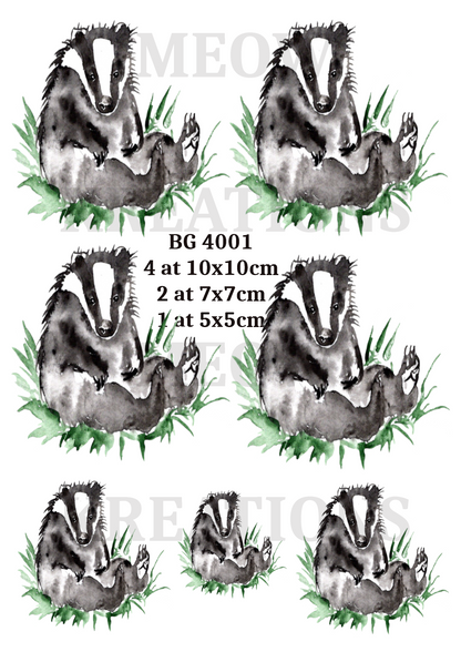 Playful Badger Decoupage Rice Paper – BG 4001