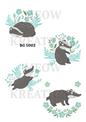 Floral Badger Illustrations Decoupage Rice Paper – BG 5002