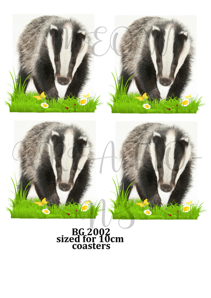Badgers in Grass Decoupage Rice Paper – BG 2002