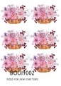 Pink Floral Basket Decoupage Rice Paper - BOU 19002