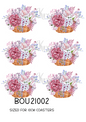 Pink Floral Basket Decoupage Rice Paper - BOU 21002
