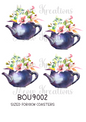 Floral Teapots Decoupage Rice Paper - BOU 9002