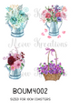 Floral Watering Cans & Basket Decoupage Rice Paper - BOUM 4002