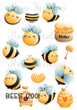Cute Bees & Honey Decoupage Rice Paper - BEES 12001