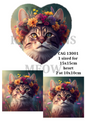 Floral Crown Tabby Cat Decoupage Rice Paper - CAG 13001