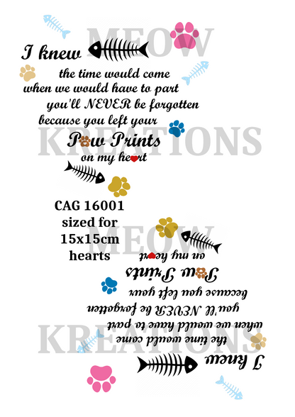 Pet Memorial Paw Prints Decoupage Rice Paper - CAG 16001