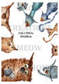 Funny Peeking Cats Border Decoupage Rice Paper - CAG 17001a