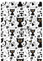 Black Cats & Paw Prints Pattern Decoupage Rice Paper - CAG 4001
