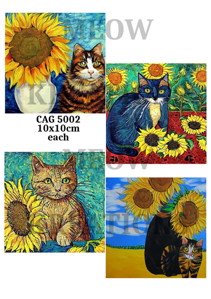 Cats & Sunflowers Art Decoupage Rice Paper - CAG 5002