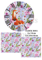 Foxes & Wildflowers Clock Decoupage Rice Paper – CLOCK 3001