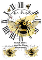 Be Kind Bee & Flowers Clock Decoupage Rice Paper - CLOCK 34001